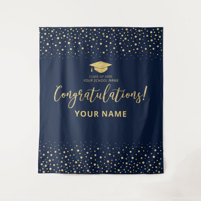 Tapisserie Gold & Navy Confetti | Félicitations Di (Devant)
