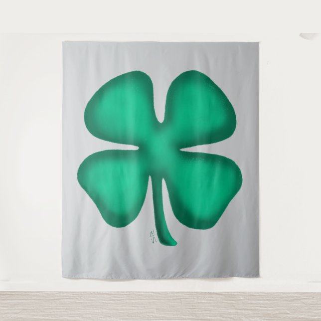 Tapisserie grise Lucky 4 Leaf Irish Clover (Devant)
