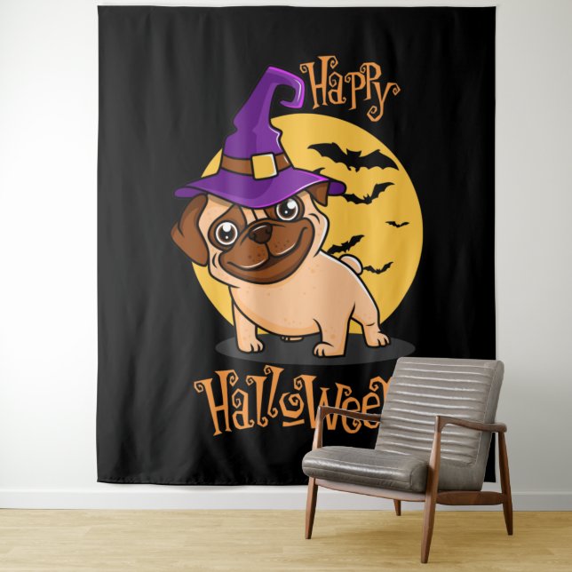 Tapisserie Halloween Puggy (En situation)