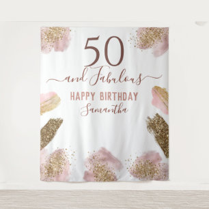 Tapisserie Joyeux 50e Anniversaire Paillettes Rose