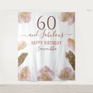 Tapisserie Joyeux 60e Anniversaire Paillettes Rose