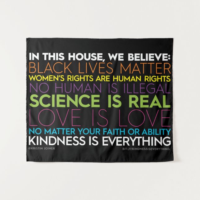 Tapisserie #KIndnessIsEverything de mur (Devant (Horizontal))