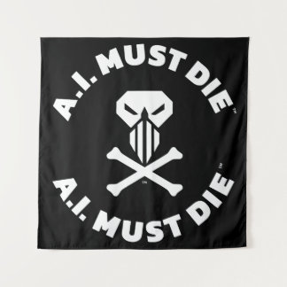 Tapisserie Logo A.I. Must Die™ (Police Blanche)