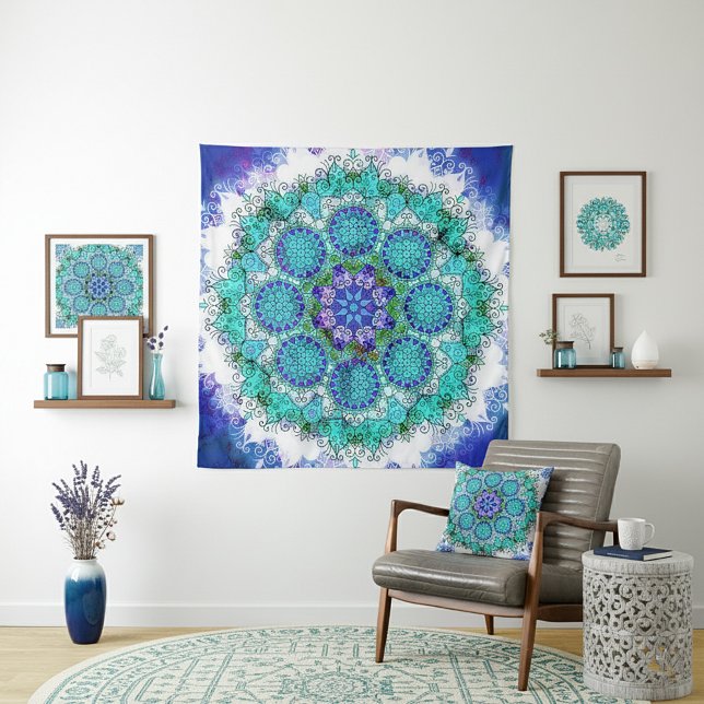 Tapisserie mandala bleu (Créateur téléchargé)