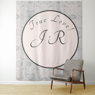 Tapisserie Mariage marbrée à la Pêche et gris
