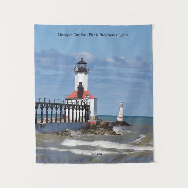 Tapisserie Michigan City East Pierhead & Bkw Light (Devant)