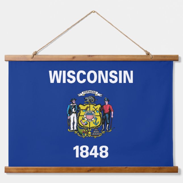 Tapisserie murale avec drapeau du Wisconsin, États (Devant)