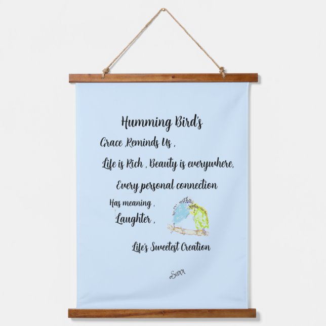 Tapisserie murale coupée en bois : Oiseaux colibri (Recto)