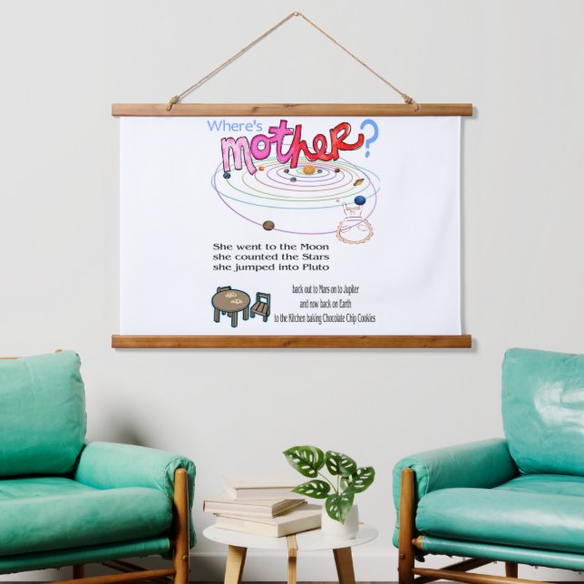 Tapisserie murale coupée en bois Où est maman ? (Salon)