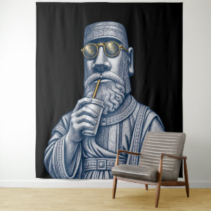 Tapisserie murale d'art vintage Cool Stone Man