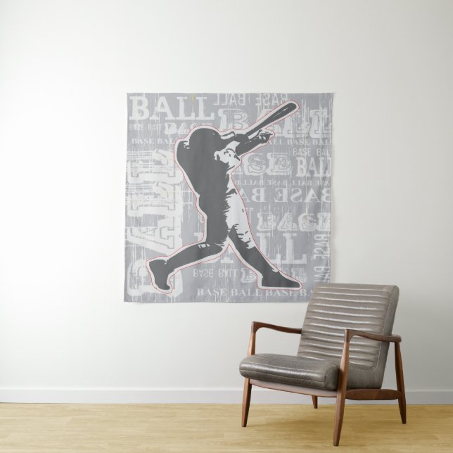 Tapisserie murale de conception de base-ball (En situation)