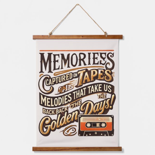 Tapisserie murale de musique rétro - bande de cass (Recto)