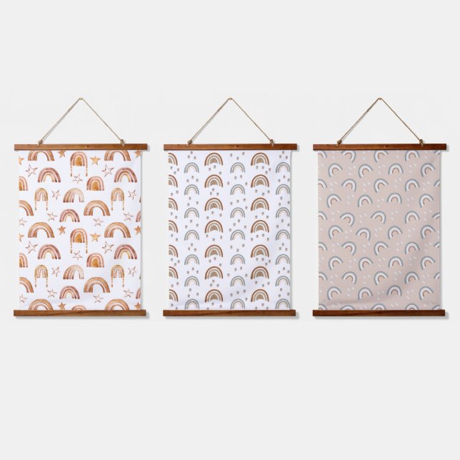 Tapisserie murale de nurserie Boho Rainbows (Tripler)