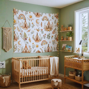 Tapisserie murale de nursery arc-en-ciel aquarelle