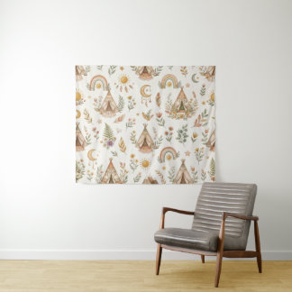 Tapisserie murale de nursery arc-en-ciel aquarelle