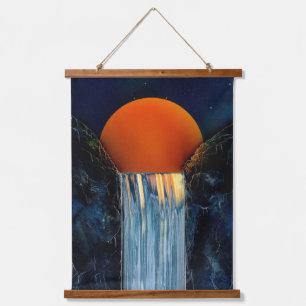 Tapisserie murale en bois avec cascade d'eau