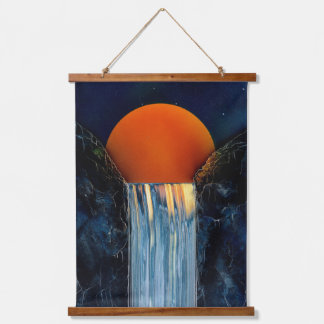 Tapisserie murale en bois avec cascade d'eau