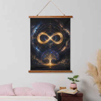 Tapisserie murale en bois d'arbre d'infini cosmiqu