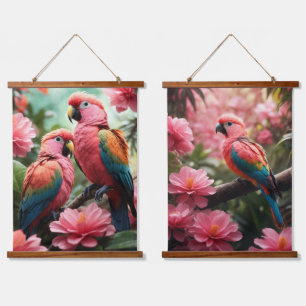 Tapisserie murale en bois de perroquets