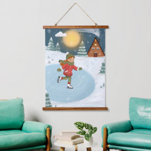 Tapisserie murale en bois "Patineur joyeux"