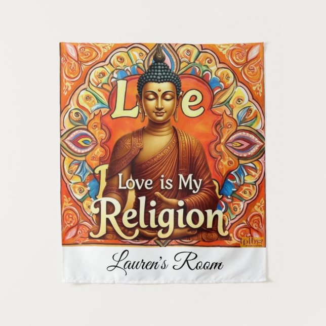 TAPISserie MURALE L'AMOUR EST MA RELIGION (Devant)
