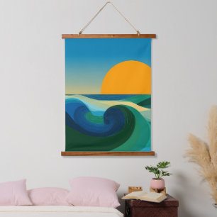 Tapisserie murale minimaliste de vague océanique a