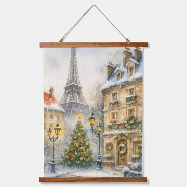 Tapisserie murale Noël à Paris – Aquarelle  (Recto)