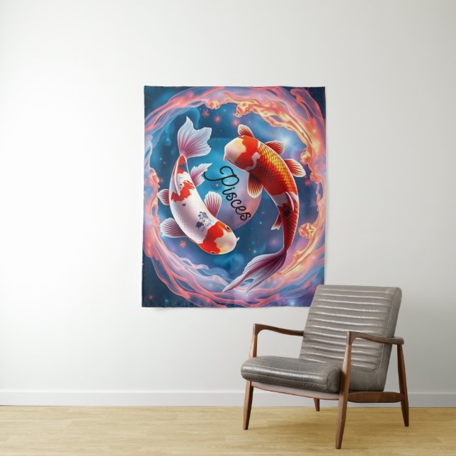 Tapisserie murale Poissons Orbite Éthérée (En situation)