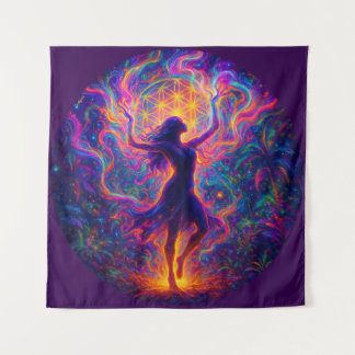 Tapisserie murale Spirituelle – Danse d'Énergie et