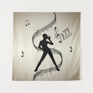Tapisserie musicale dorée de danse jazz