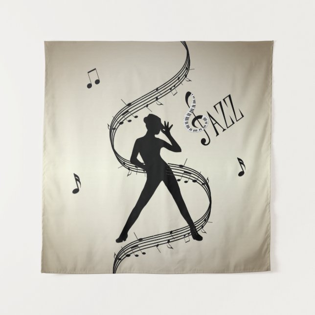 Tapisserie musicale dorée de danse jazz (Devant)