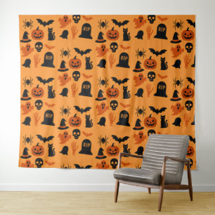 Tapisserie noire Halloween épouvantable   Mur goth