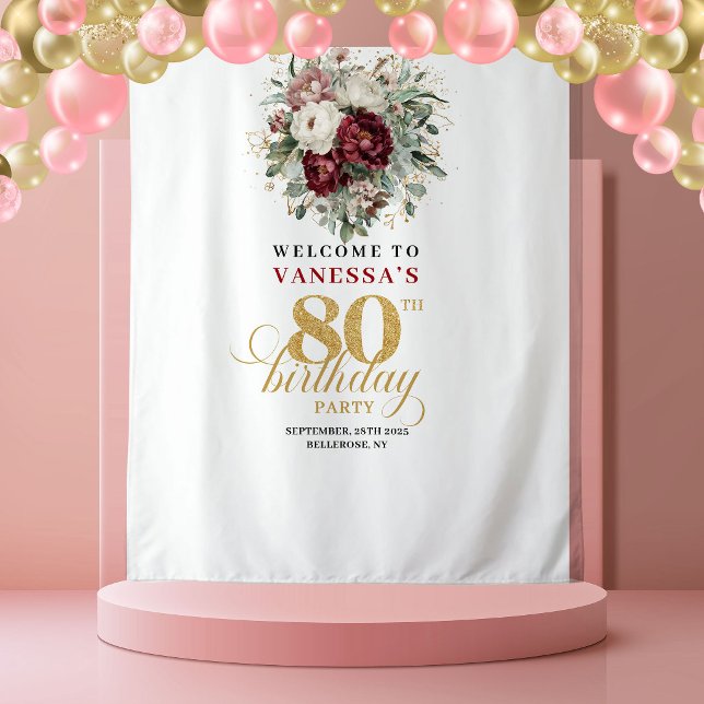 Tapisserie Opulente Fleurie Dorée pour 80e Anniver (Opulent Floral Gold 80th Birthday Tapestry)