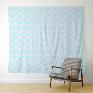 Tapisserie Pastel Bleu Vert et Blanc à Points