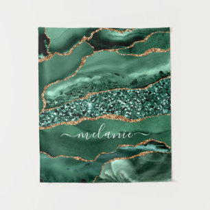 Tapisserie personnalisée en marbre doré vert émera
