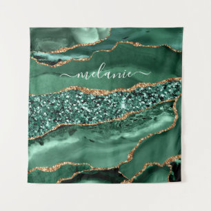 Tapisserie personnalisée Marbre Paillettes Or Vert