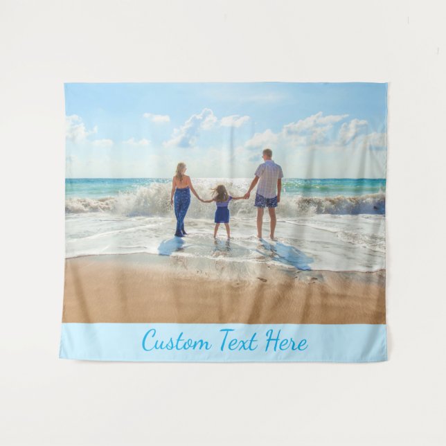 Tapisserie photo personnalisée avec texte personna (Devant (Horizontal))