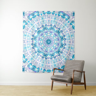 Tapisserie projecteur kaléidoscope violet aqua