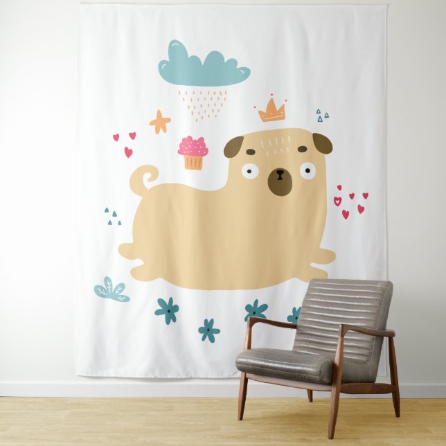 Tapisserie Puggy Joyeux (En situation)