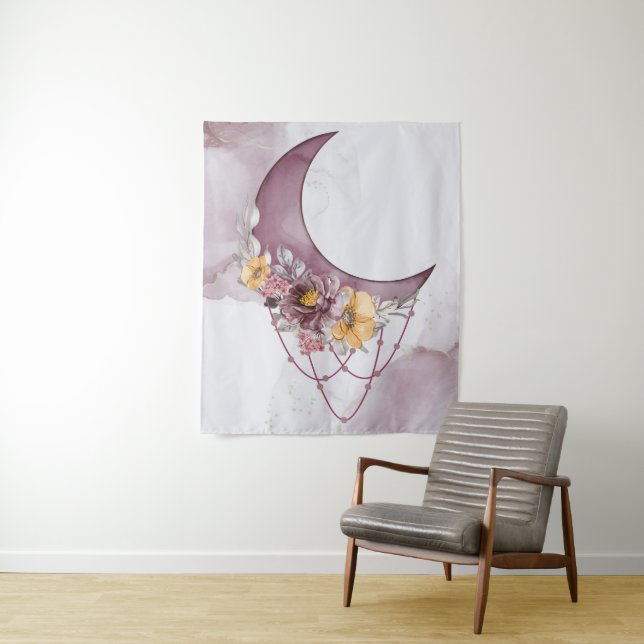 Tapisserie Rêveur de Lune Aquarelle Boho (En situation)