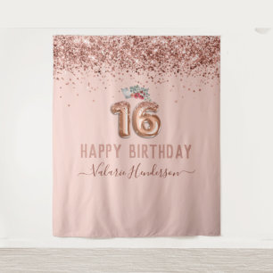 Tapisserie Rose Gold Rose Joyeux 16ème Anniversair