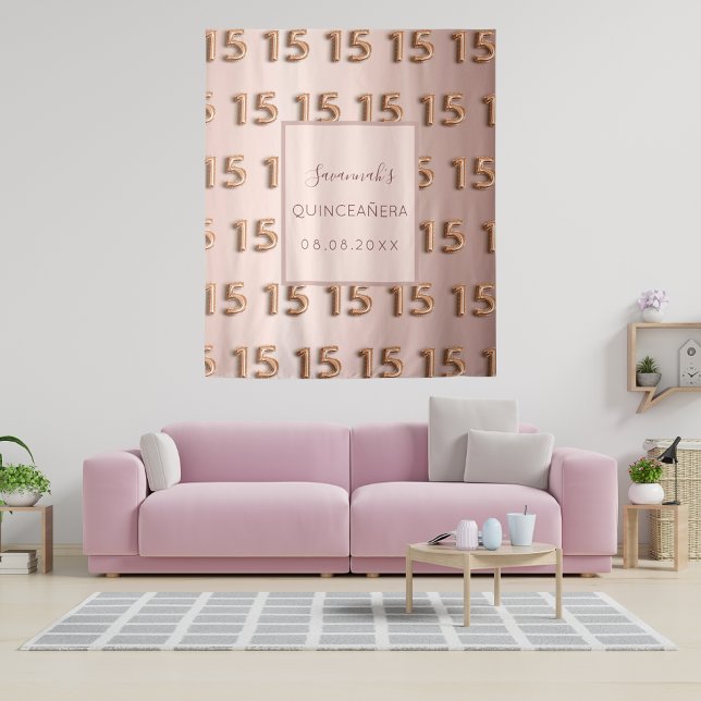 Tapisserie rose gold rose monogramme 15 pour Quinc (Créateur téléchargé)