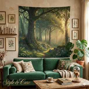 Tapisserie Scène de Forêt Sereine Carré 145cm Art