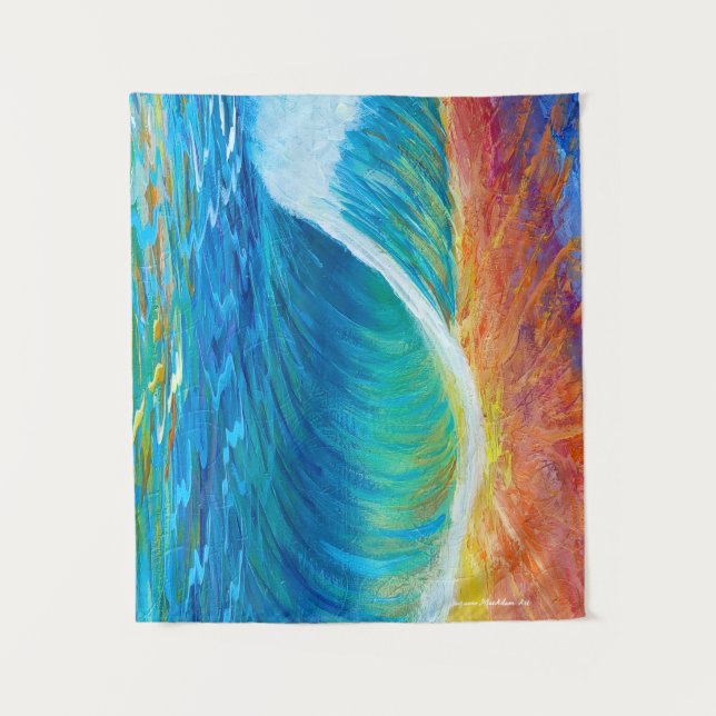 Tapisserie Sunset Surf Wave Medium (127 x 152 cm) (Devant)