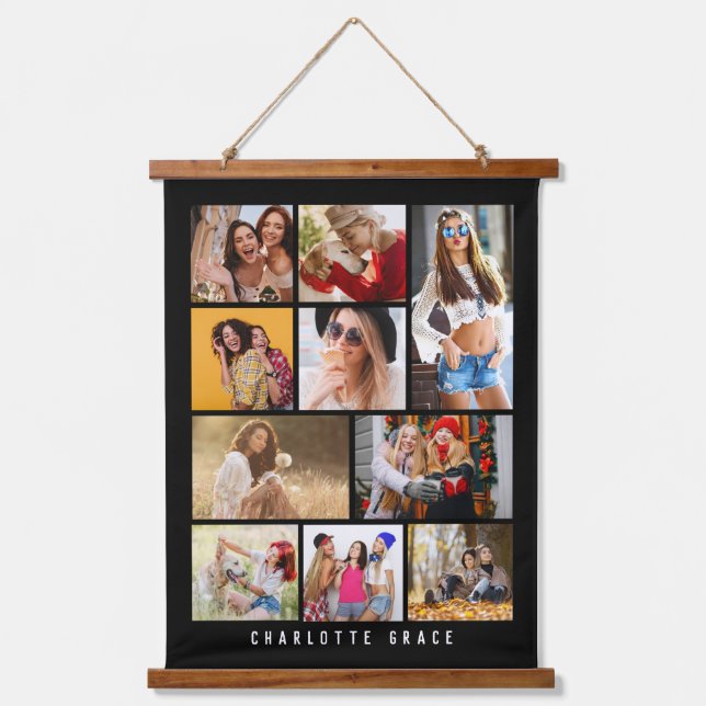 Tapisserie Suspendue 10 Photo Simple Moderne Minimal Noir Nom élégant (Recto)