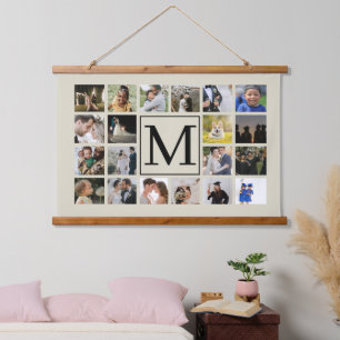 Tapisserie Suspendue 20 photo collage Famille Black et Biege
