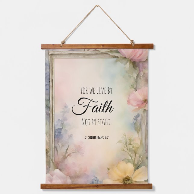 Tapisserie Suspendue 2 Corinthiens 5:7 Bible chrétienne Verse Art (Recto)