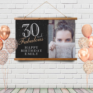 Tapisserie Suspendue 30 et fabuleux Elegant Black 30th Birthday Photo