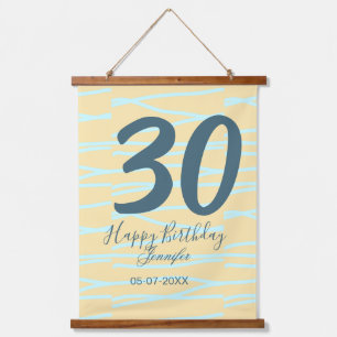 Tapisserie Suspendue 30e anniversaire ajouter nom date année jaune bleu