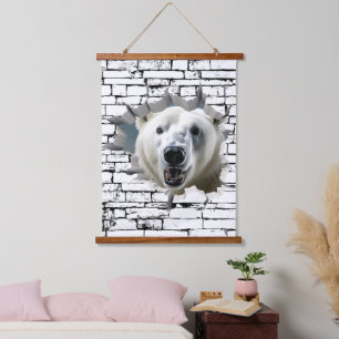 Tapisserie Suspendue 3D Polar Bear Wall Break Art - Safari réaliste